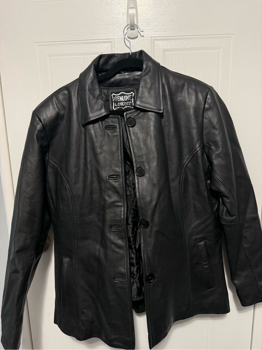 Vintage 90s Genuine Leather Black Jacket Coat XL Removable Liner